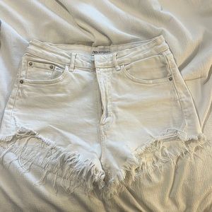 Zara white denim shorts